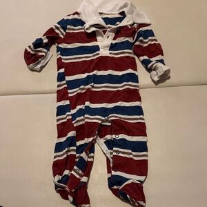 Milkberry Striped Red and Blue Polo Footie 3-6m